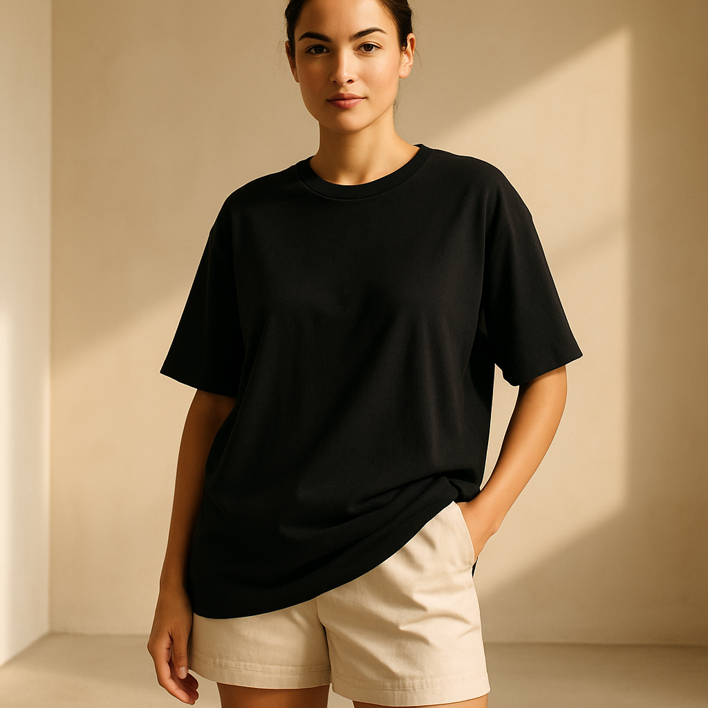 Camiseta Oversize “Esencia Minimal” - Negro Profundo