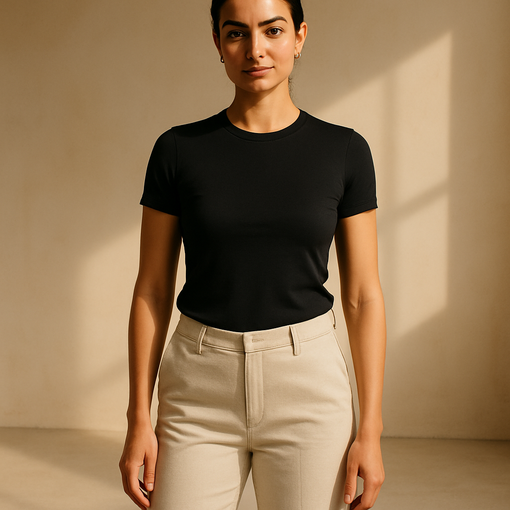 Camiseta Ajustada “Línea Pura” - Negro Clásico