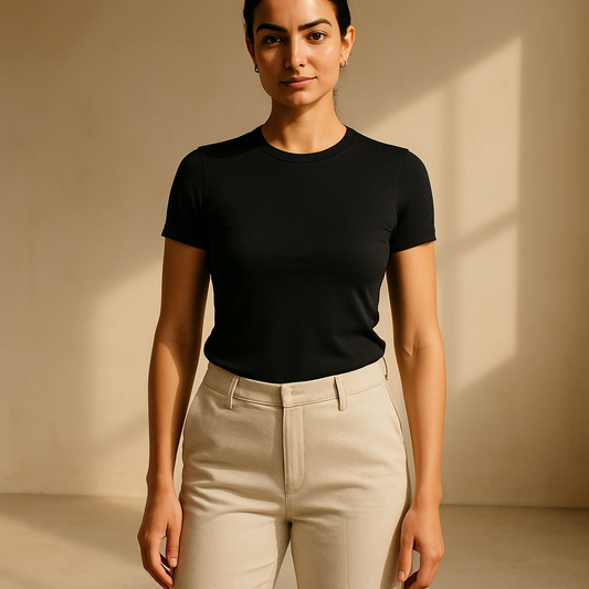 Camiseta Ajustada “Línea Pura” - Negro Clásico